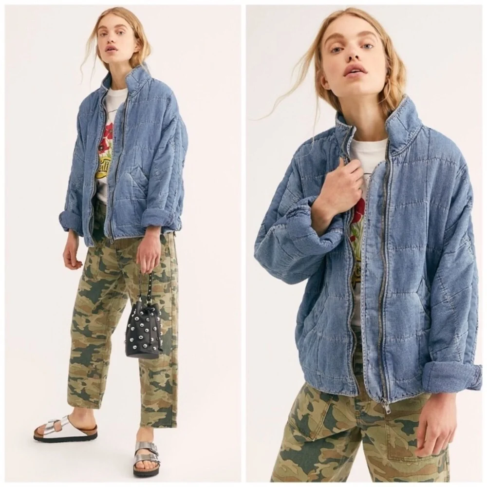 Free People We the Free Camo Crop High Waist Jeans